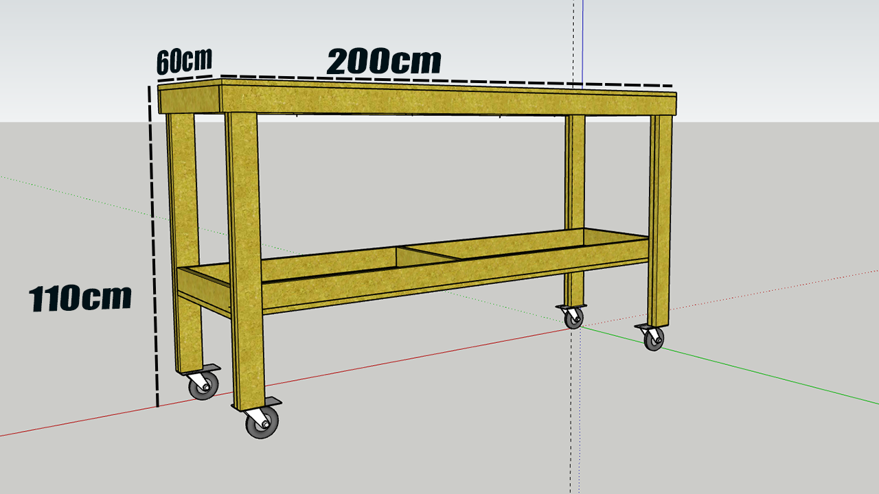 Tavolo per Modellismo Ferroviario e Banco da Lavoro 200x60x110 cm